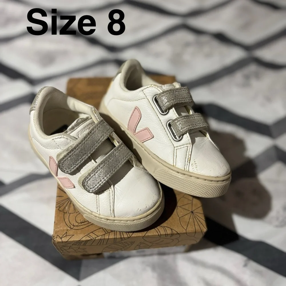 Veja Kids Cream and Pink Sneakers - Picture 1 of 1